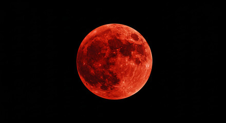 Close-up of a blood red moon on a black background image