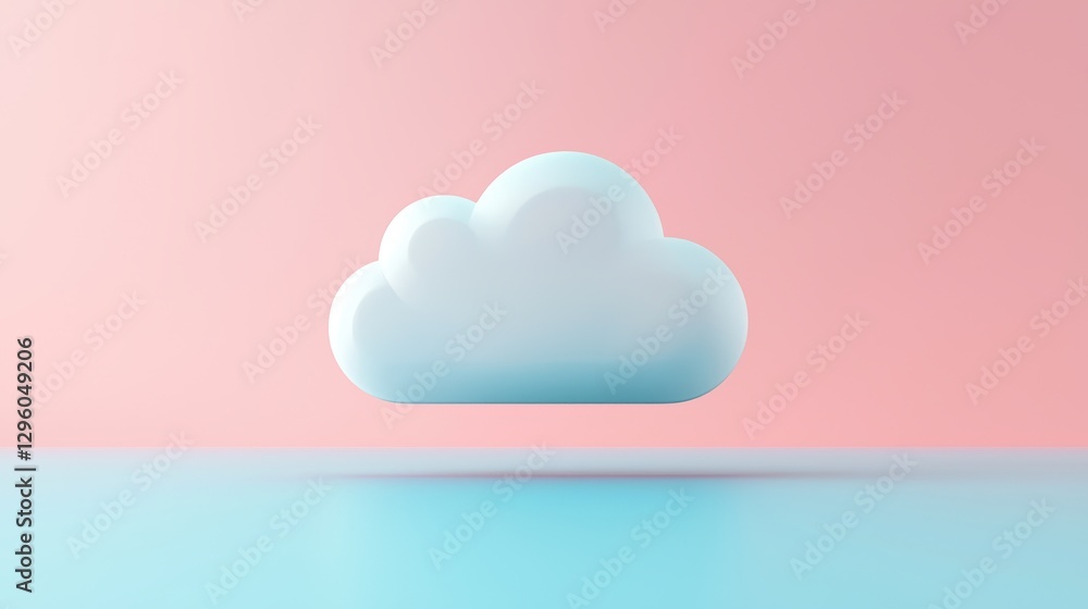 Poster a sleek, 3d cloud icon with a gradient of blue and white, casting a soft shadow, conveying a sense o
