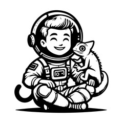 astronaut logo design with iguana animal