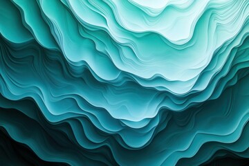 Obraz premium serene teal and green-blue gradient with rippling textures, soft misty edges, cool tones, evoking depth, calm, and introspective digital harmony.