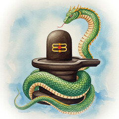 Obraz premium Close-up of Shiva Lingam with Snakes
