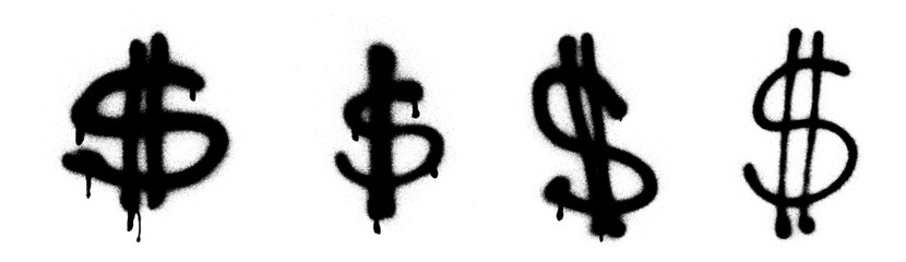 Dollar Sign Graffiti Grunge Spray Paint Stroke Vector Set © Grunge Designs