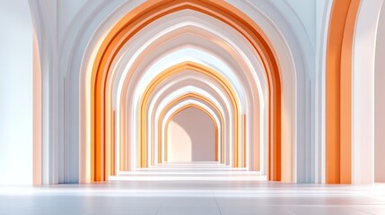 Fototapeta premium Abstract archway hallway with soft, warm lighting.