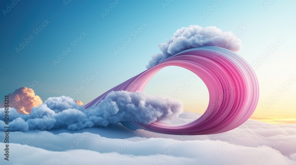 Poster a swirling, abstract cloud shape composed of vibrant colors and gradients, representing the dynamic 