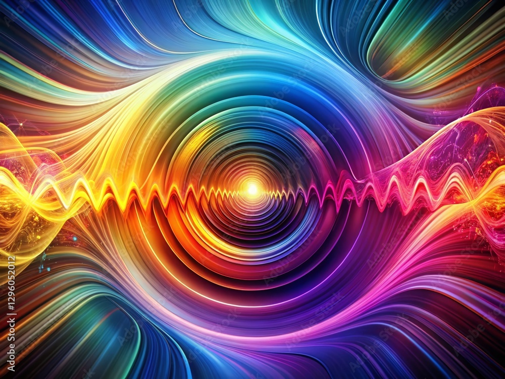 Poster abstract spiral sound wave rhythm: modern art background with dynamic lines and high depth of field