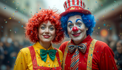 Portrait eines Clownpaars