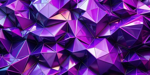 Fototapeta premium Abstract Ultraviolet Crystal Polygonal Wallpaper: Geometric Digital Art Background