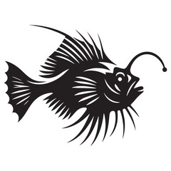 Minimalist Anglerfish silhouette, clean and modern for digital use - Anglerfish illustration - Minimalist Anglerfish vector - Fish silhouette
