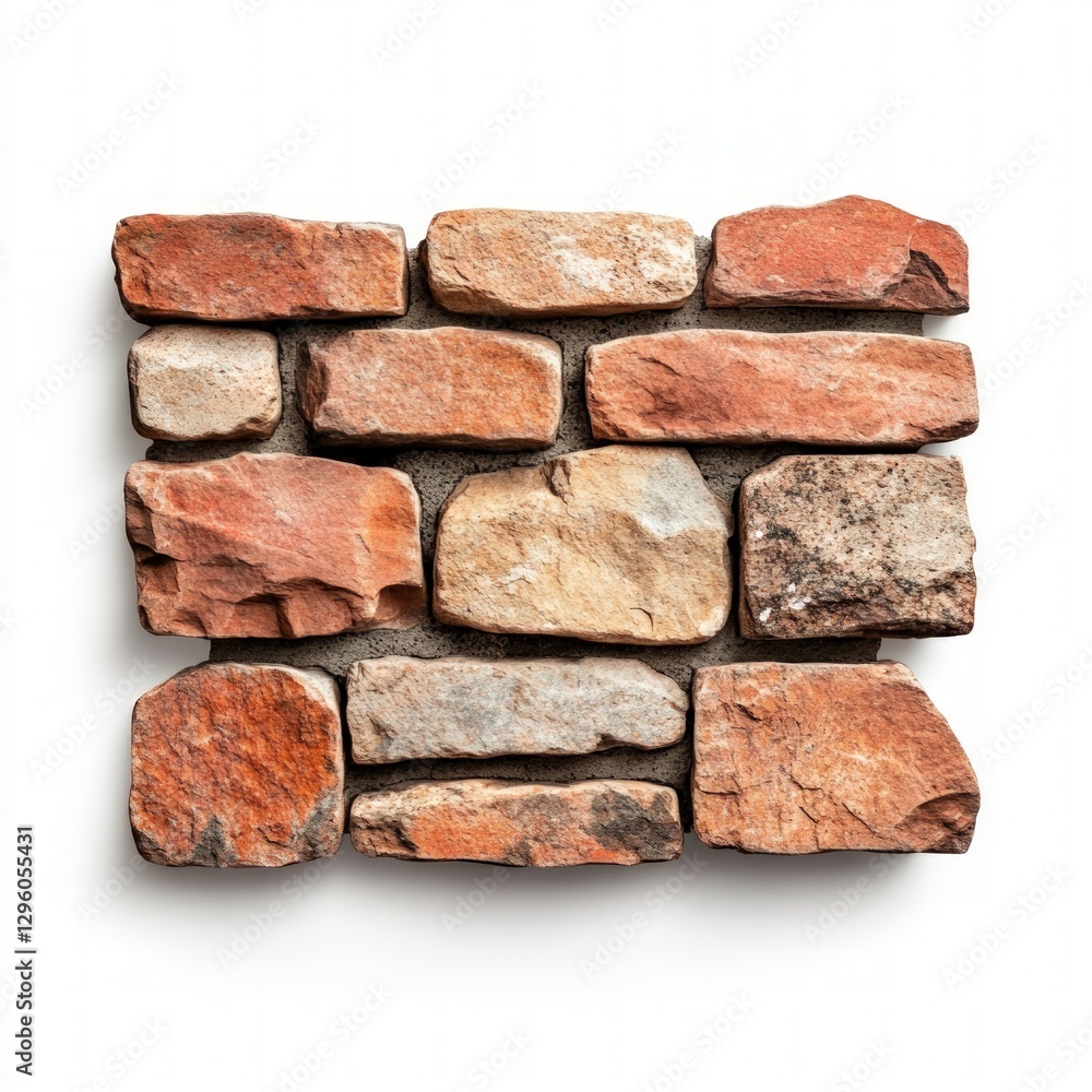 Poster textured brick wall with a mix of colors and patterns creating a rustic and industrial aesthetic in 