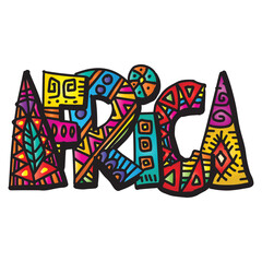 Hand drawn word Africa  in ethnic style. . Vector illustration.
