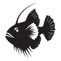 Abstract Anglerfish silhouette, offering a unique design concept - Anglerfish illustration - Minimalist Anglerfish vector - Fish silhouette
