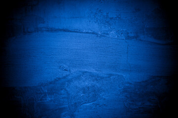 Old wall pattern texture cement blue dark abstract  blue color design are light with black gradient background.