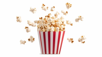 A striped read and whte box of popcorn