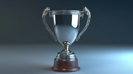 A trophy cup in a 3D illustration, representing achievement or victory. 