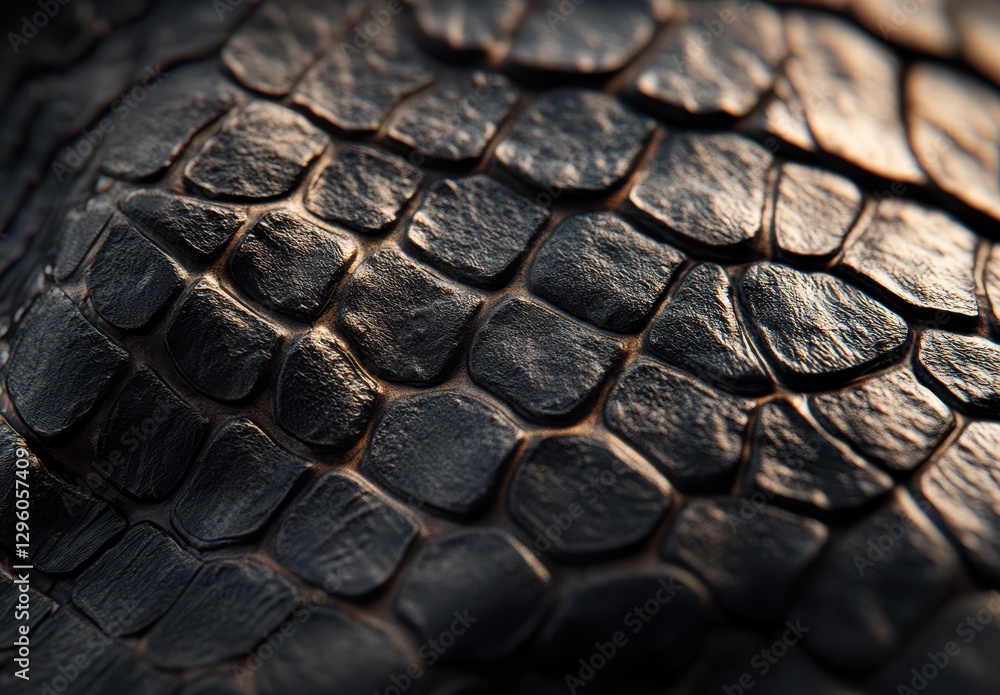 Poster detailed close-up view of dark textured reptile skin showcasing scales with natural patterns and var