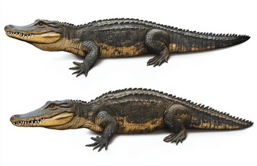 Fototapeta premium Detailed depiction of realistic crocodile sculpture showcasing texture and design, ideal for wildlife art enthusiasts and nature decorations in various settings