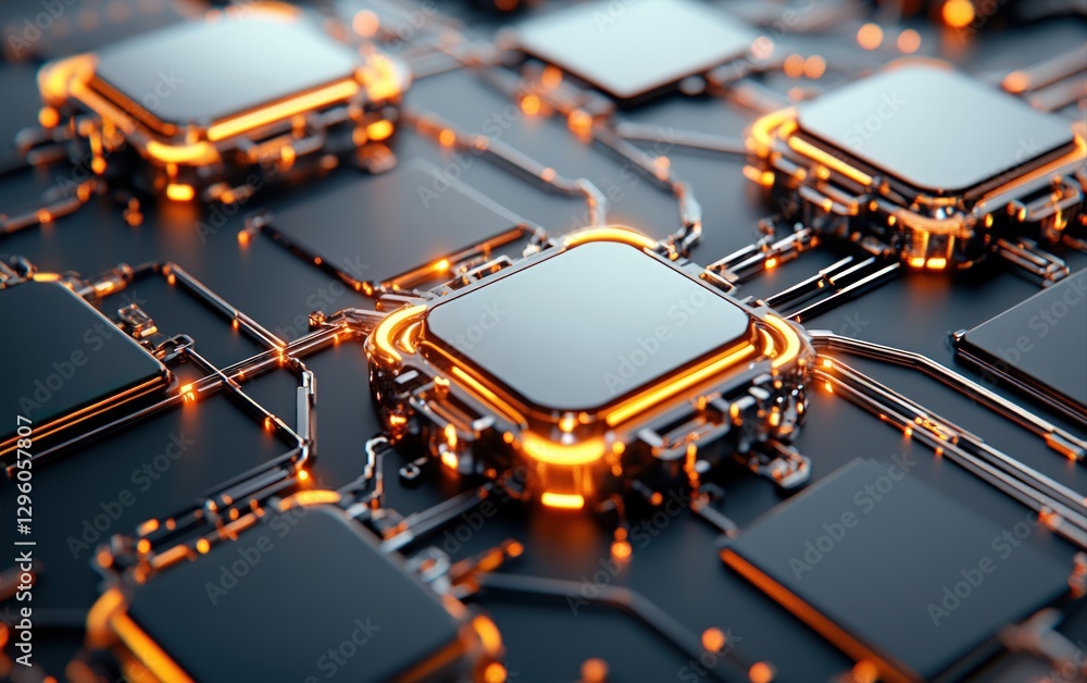 Poster A detailed close-up of a computer processor highlighting its intricate design and technological advancements in computing