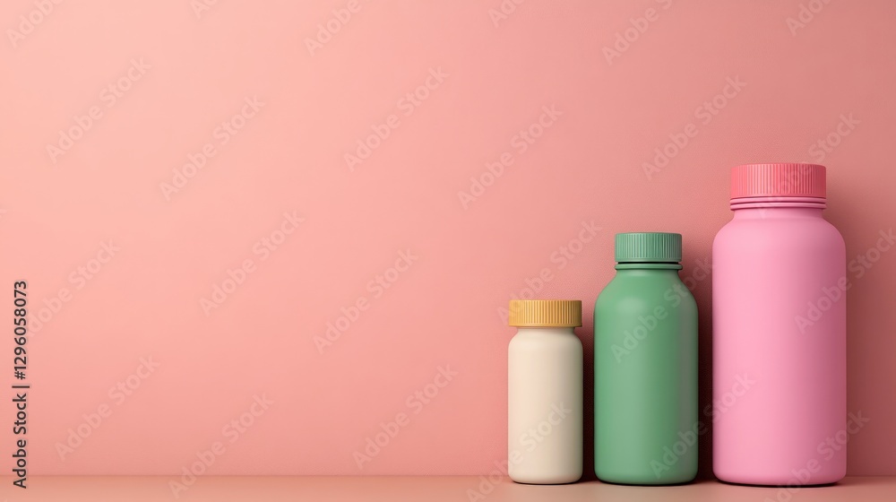 Poster Two distinctively colored bottles side by side on a neutral background highlighting their unique shapes and designs