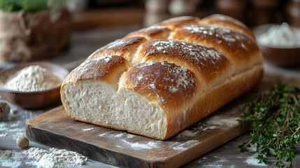 fresh bread on the table Loaf of bread still life