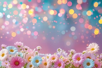 Obraz premium Joyful Backgrounds with Blissful Pastel Tones and Vibrant Bokeh Light Effects
