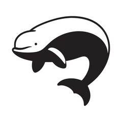 Fascinating Beluga Whale silhouette, reflecting oceanic beauty - Beluga illustration - Minimalist Beluga vector - Whale silhouette

