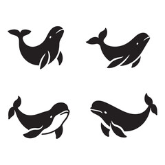 Elegant Beluga Whale silhouette, perfect for oceanic designs - Beluga illustration - Minimalist Beluga vector - Whale silhouette
