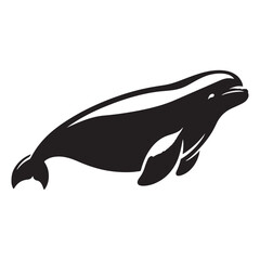 Graceful Beluga Whale silhouette, capturing its gentle nature - Beluga illustration - Minimalist Beluga vector - Whale silhouette
