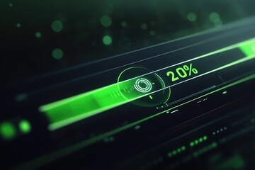 Sleek progress bar showcasing 20% completion, illuminated with v