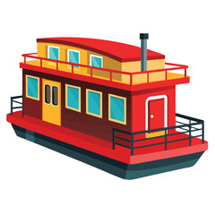 Obraz premium vector illustration of a house boat