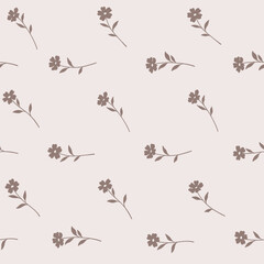 Flower pattern in simple hand drawn style. Simple contour vector illustration for cosmetics, postcard and pattern.