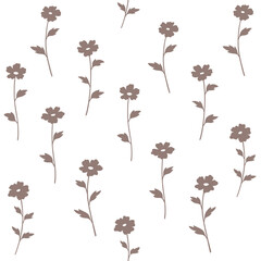 Flower pattern in simple hand drawn style. Simple contour vector illustration for cosmetics, postcard and pattern.