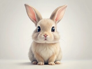 Obraz premium Adorable Confused Bunny Rabbit Minimalist Cartoon Illustration