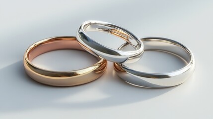 Three Wedding Rings: Gold, Silver, Platinum