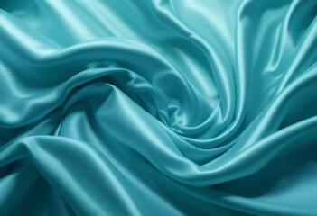 Obraz premium Aqua Dreams: An Intricate Cascade of Silky Smooth Cyan Fabric Waves