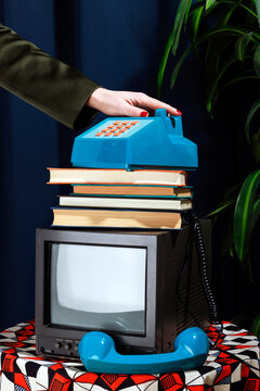 Retro elegant office studio shot with vintage objects and nobody