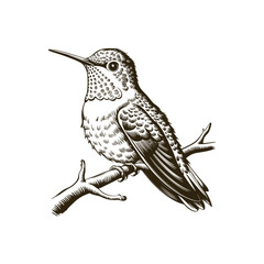 Vintage engraving woodcut hummingbird vector illustration art design
