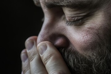 Fototapeta premium Praying for health is the face of a person closing his eyes in prayer. 