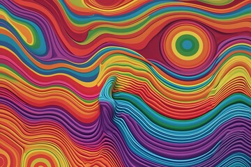 Captivating 1970s Inspired Backdrops Featuring Colorful Ripples Rings and Wavy Textures in Vibrant Psychedelic Designs