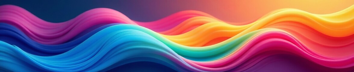 Obraz premium Vibrant rainbow waves flow smoothly on a colorful background, colors, gradient