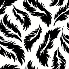 Obraz premium Seamless ink wash texture with abstract bird and feather pattern