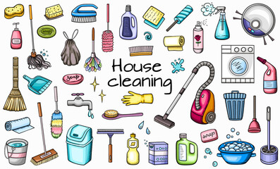 House and home cleaning doodles