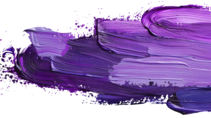 Purple paint brush strokes creating dynamic texture on transparent background