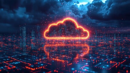 Fototapeta premium Glowing Applications and Cloud Technology Illustrating a Modern SaaS Platform. Generative AI