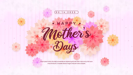 Happy Mother's Day Celebration Floral Background With Pink and Yellow Flowers