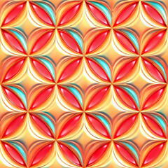 Seamless glossy texture with red and gold geometric pattern