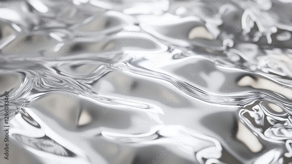 Poster abstract shiny silver metal surface with reflective wavy texture and pattern