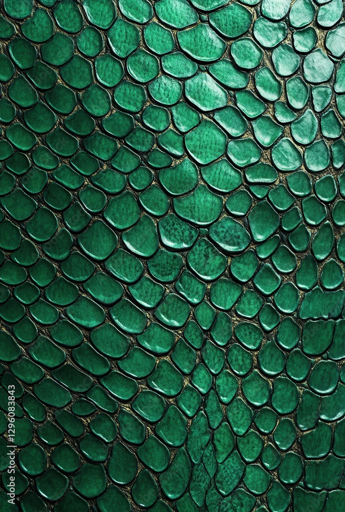 Poster glossy green snake skin texture with intricate scale patterns for natural and exotic backgrounds in 