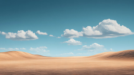 Fototapeta premium Simple landscape of desert and blue sky with clouds