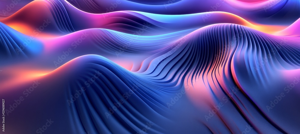 Poster vector background, layered sweeping lines in gradient transition from royal blue to deep magenta