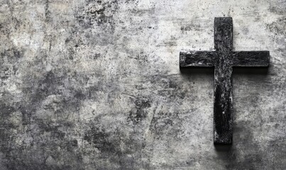 Ash Wednesday. Background with cross or crucifix and ashes. Holiday concept background.